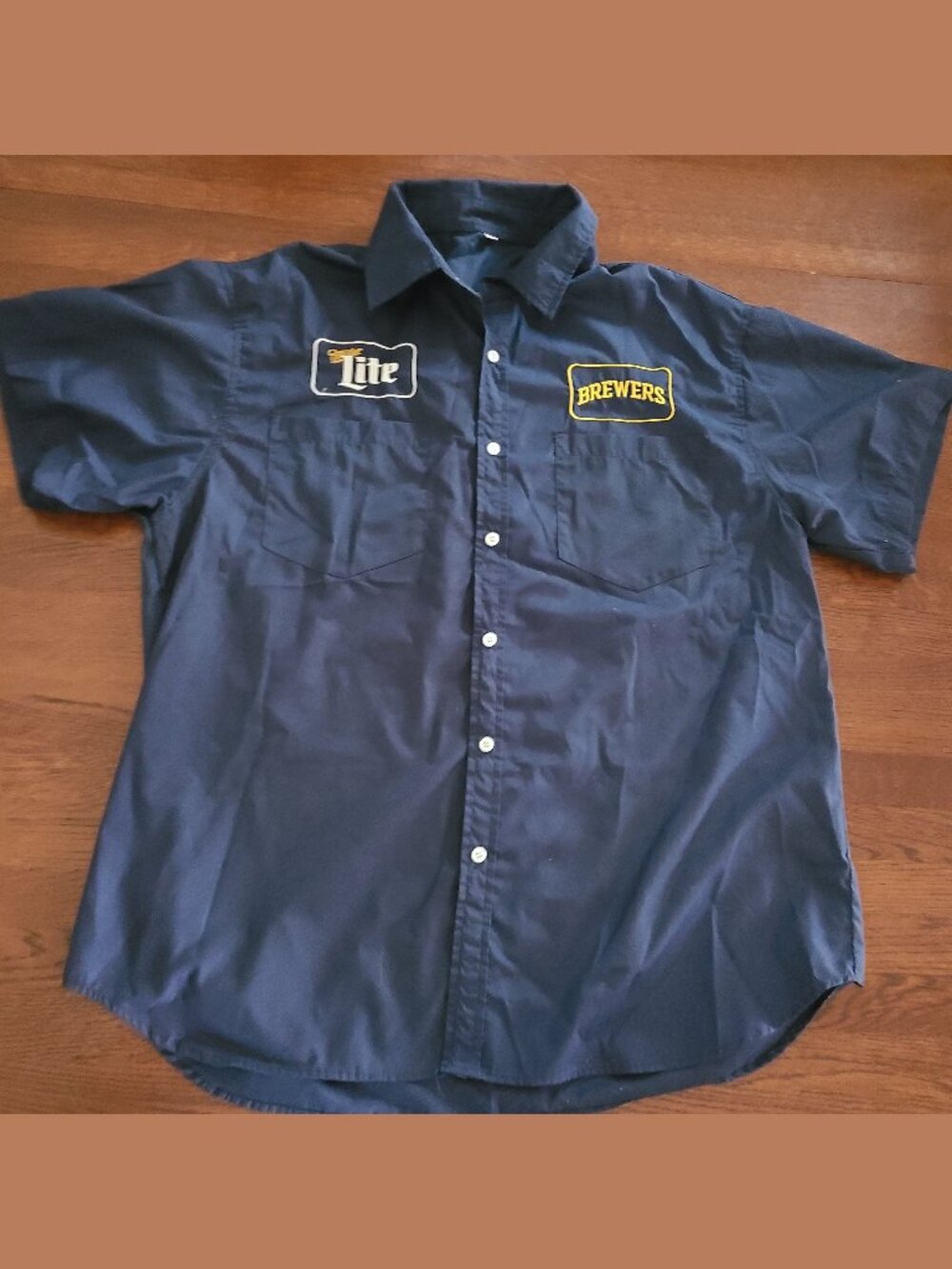 Milwaukee Brewers Brewmaster Miller Lite Shirt Button Up Short Sleeve Blue